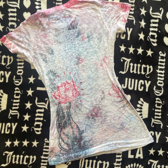 SINFUL AFFLICTION WOMENS TOP TATTOO BURNOUT 💀🖤 - Picture 10 of 10